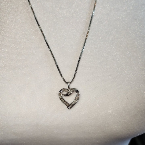 Silver Floating Heart Necklace - Picture 2 of 6